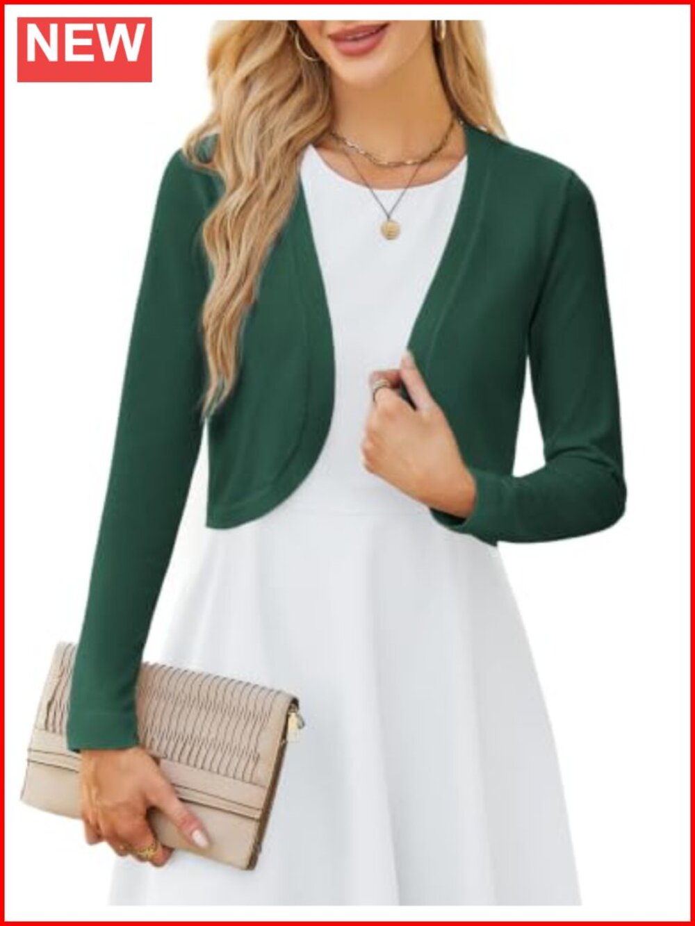 Cropped Cardigan Long Sleeve Bolero Shrug Sweater Open Front